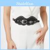 Faux Trendy Retro Leather Belt With Metal Pin Closure Bold Decorative Elements