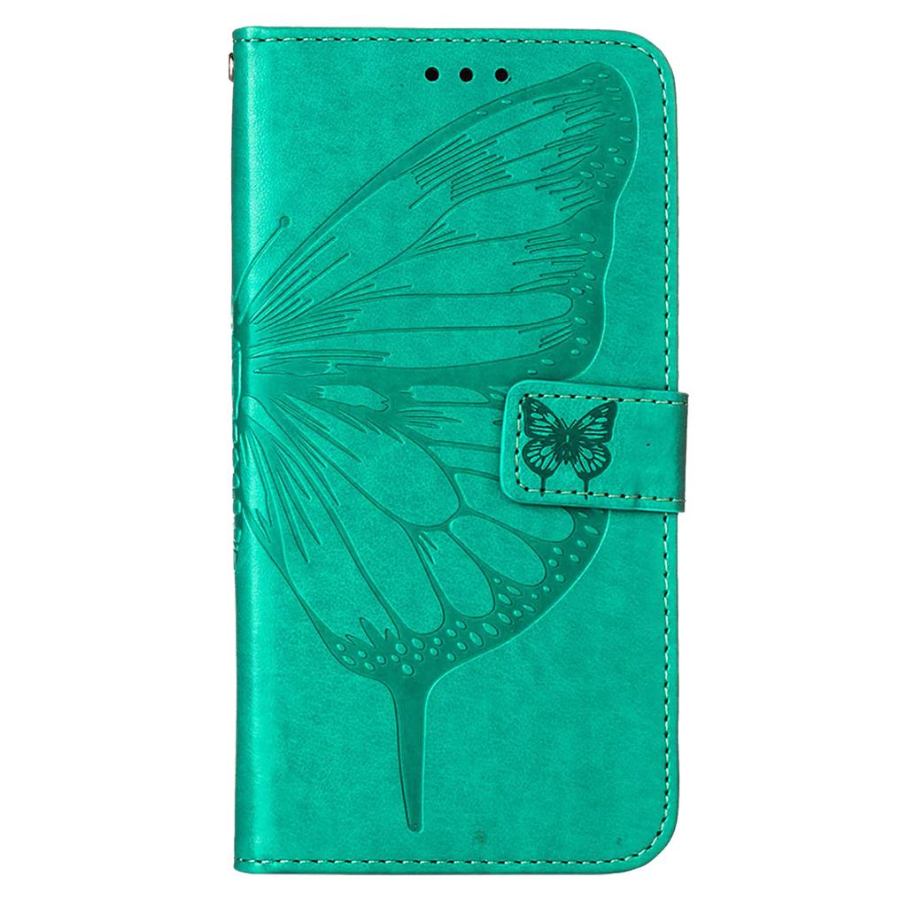 For Samsung Galaxy S24 Ultra Wallet Case with Wrist Strap Butterfly Imprint Leather Phone Cover