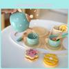 Tea Wooden Set Toddlers Play Party Children Food Dessert Tray Kitchen Teapot