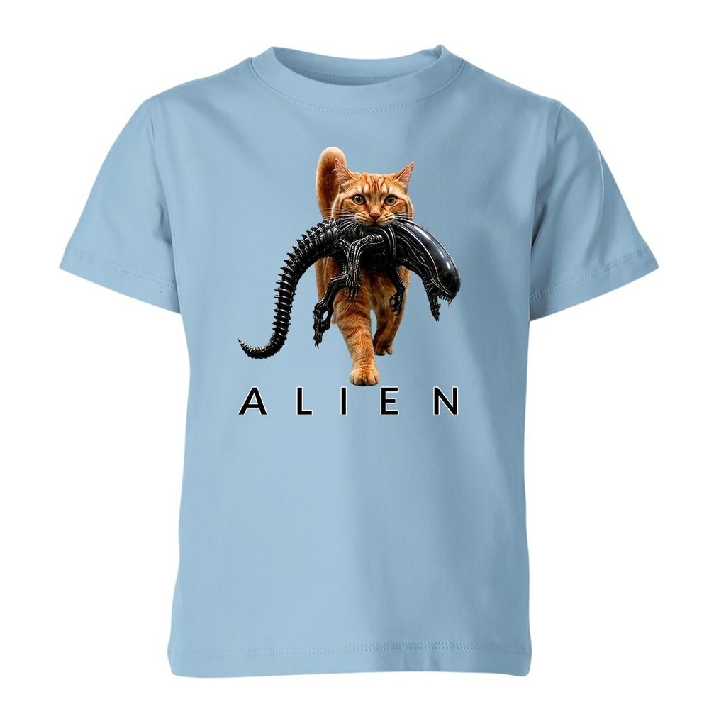 Alien Funny Sci Fi Horror Movie Cat Lover Unisex Kids T Shirt Boys Girls