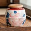 Креативная керамическая банка для чая с пионами, маленькая портативная банка для хранения конфет, орехов, кофейных зерен и трав, влагостойкий герметичный контейнер