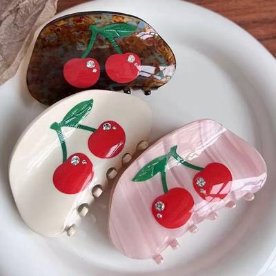 1 шт. японские и корейские ацетатные заколки-крабы, милые фрукты, заколки-вишенки, темпераментные стразы на затылке, зажим для волос