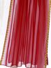 Womens Ancient Queen Costume Briefs Chiffon Skirt Metallic Shiny Side Slit Gold Trims Halloween Outfit