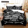 Motorcycle Duvet Cover Set Dirt Bike Extreme Sports Theme For Boy Girl Motocross Racer Polyester Bedding Set King Queen Size