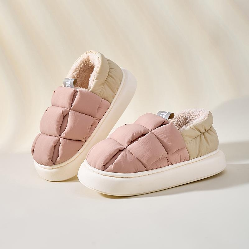 Crestar Women Winter Cotton Slippers Fashion Outdoor Waterproof Plush Shoes New Soft Cloud Cotton Shoes Unisex Warm Home Slipper