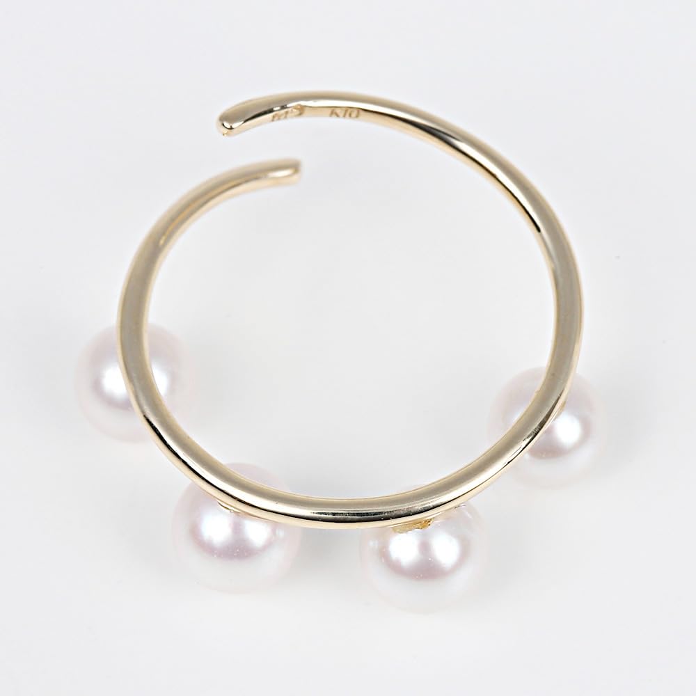 Akoya Pearl Hoop Ear 10K Pearl Earrings 4.0mm Cuff, Gold, Women's [Gift Wrapped]