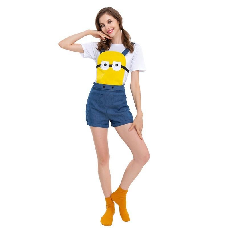 Adorable Minions Costume Set For Halloween Party Featuring Cute Cartoon Design For Women