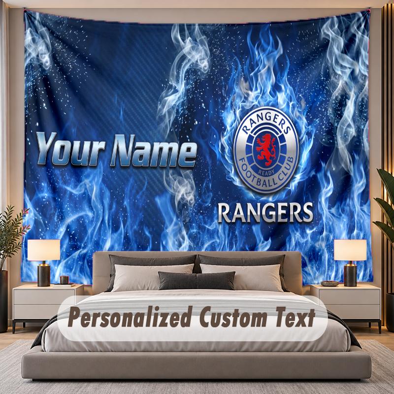 Custom Name Text Tapestry Rangers FC Personalized Polyester Wall Tapestry For Bedroom And Room
