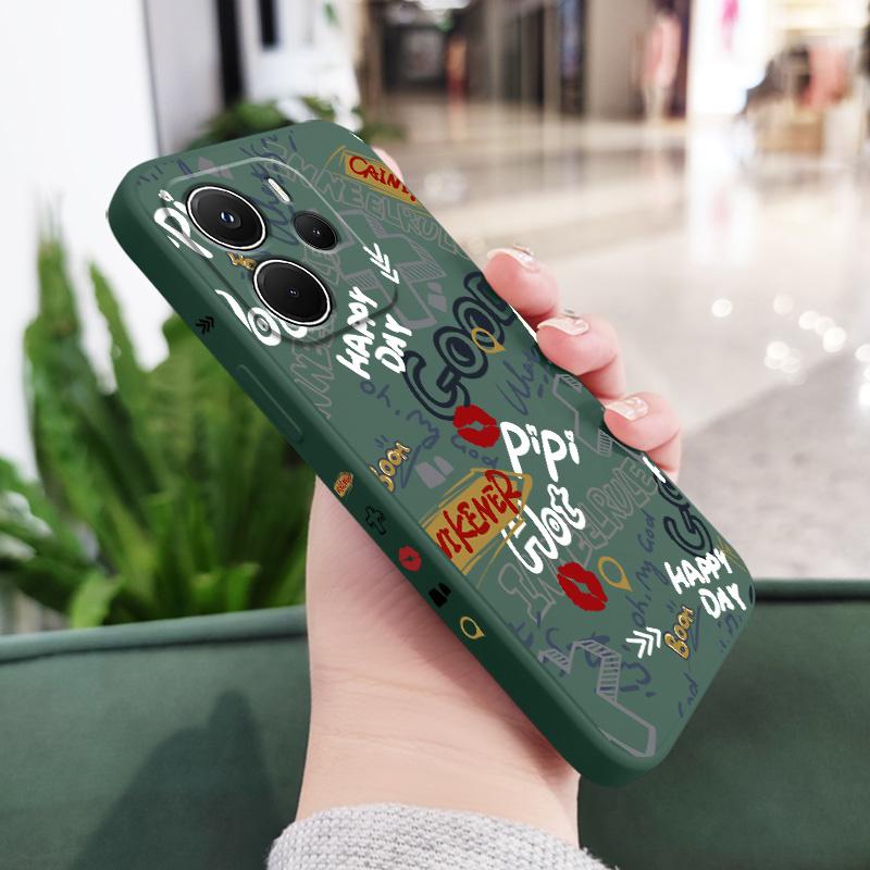 Модный Чехол с Граффити для Xiaomi Redmi Note 14 13 12 12S 11 11S 10 10S 15 15C 14C Pro Plus 4G 5G Жидкий Силикон