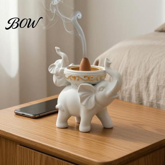Unique Housewarming Gift for Friends Elephant Incense Burner, Resin Backflow Holder, Waterfall Christmas Holiday Decorative Sculpture Burner