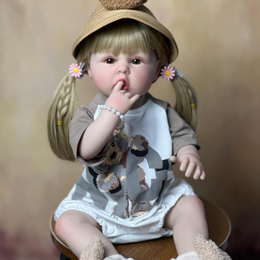 BZDOLL Реалистичная кукла Реборн 55 см 22 дюйма, кукла-девочка с телом из винила, с длинными светлыми волосами, кукла-принцесса для малышей, подарок на Рождество