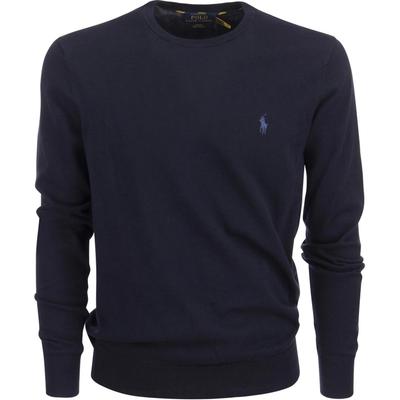 Polo FW21 Вышитый логотип Круглый вырез свитер мужской свитер темно-синий 710684957-001
