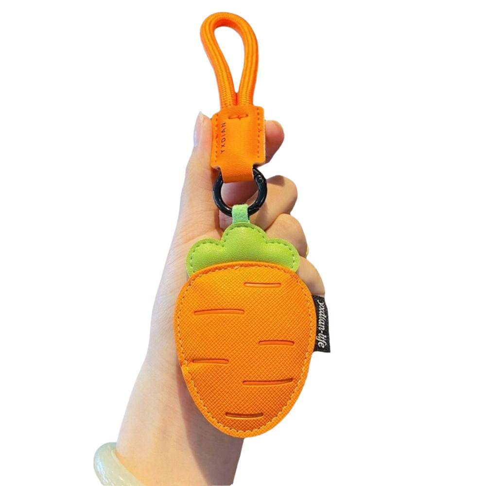 Eggplant Vegetable Keychain Carrot Car Keyring Cute PU Leather Bag Pendant  Girl/Boy