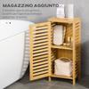 Bamboo Bathroom Cabinet with Adjustable Internal Shelf, 30x19.9x70 cm, Wood Color