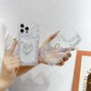 For iPhone 16 Pro Max Case with Pearl/Dual Heart Decor Glitter Rhinestone Epoxy Design TPU Phone Cover