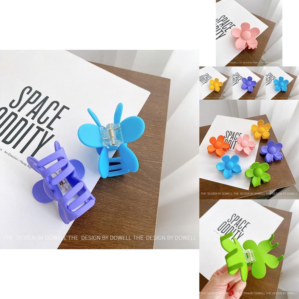 Stunning Floral Design Korean Style Hair Claw Clip In Lemon Yellow Deep Purple And Sky Blue