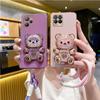 Cute Bear Wrist Strap Phone Holder Case For Oppo Realme 8 Pro 5i 6i 8i 9 10 8pro C20 C11 C21Y C25Y C30 C33 C35 C55 Stand Cover