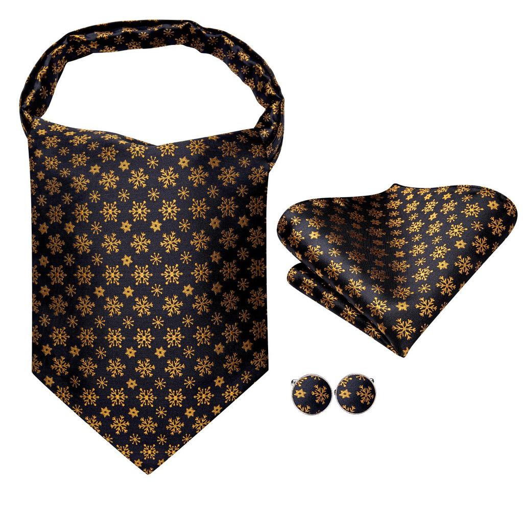 Christmas Mens Red Black Green Cravat Tie Set Silk Ascot Tie Bow Tie Event Set