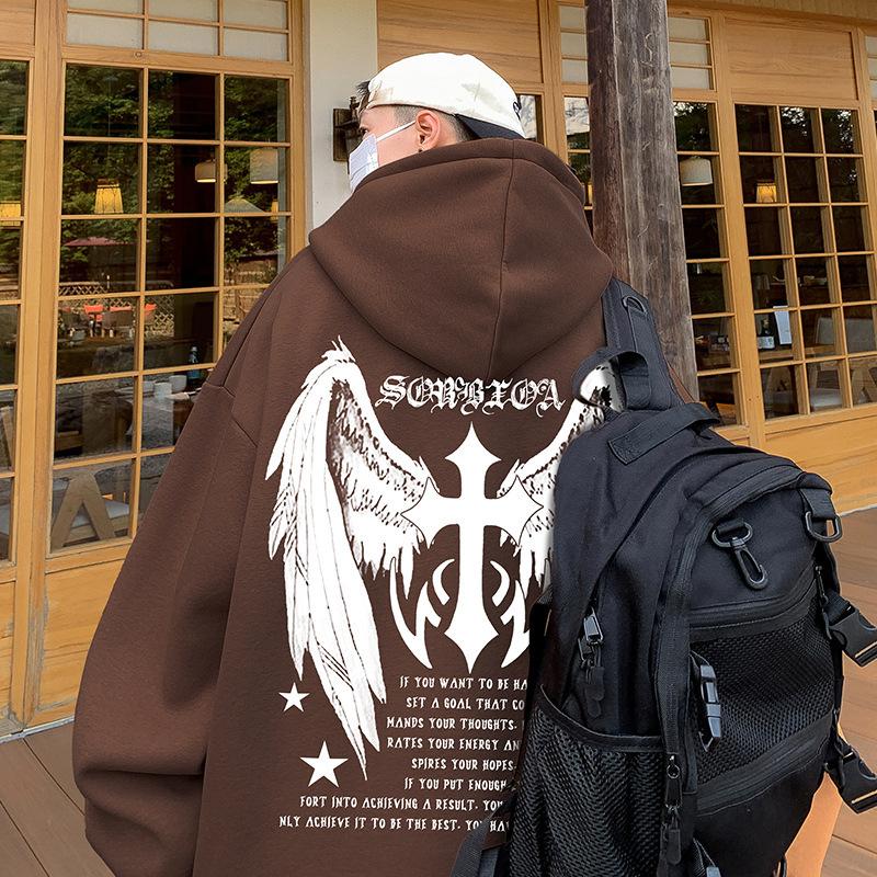 Свитшот Cross Wings для мальчиков, осенне-зимний, новый, для пары, большого размера, повседневная толстовка с капюшоном