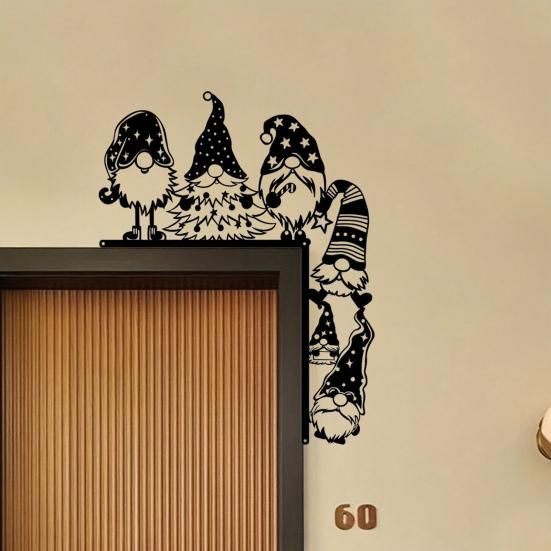 Юшэн Рождественский гном Украшение дверного проема Железо Безликий гном Угловая табличка на дверь Полый эльф Накладка-сидушка на край входной двери