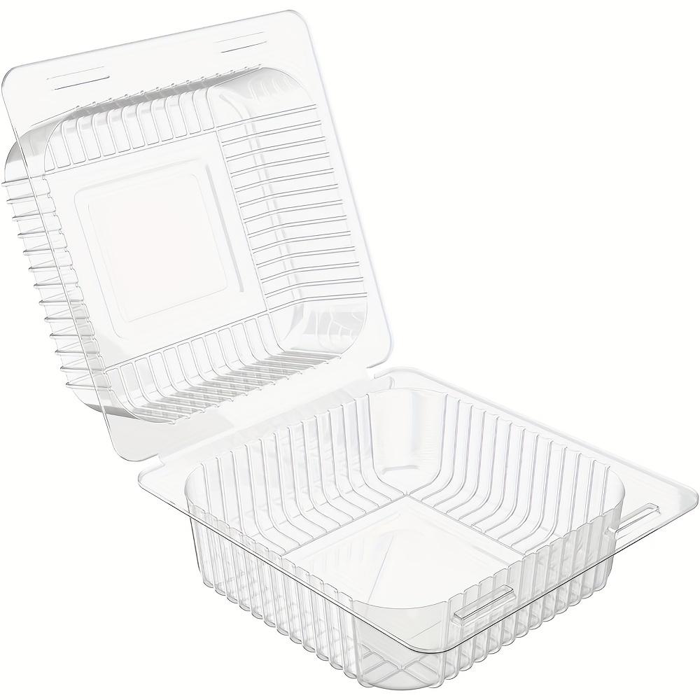 50 Pcs Clear Plastic Hinged Take Out Containers Disposable Clamshell Food Cake Containers with Lids for Dessert, Cakes, Cookies, Salads, Pasta