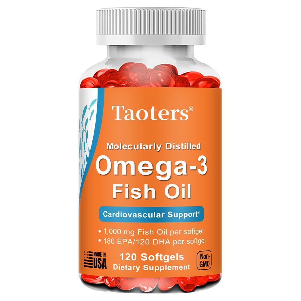Taoters Omega-3 Fish Oil Supplement, 2000mg, EPA 360mg & DHA 240mg, 120 Softgels