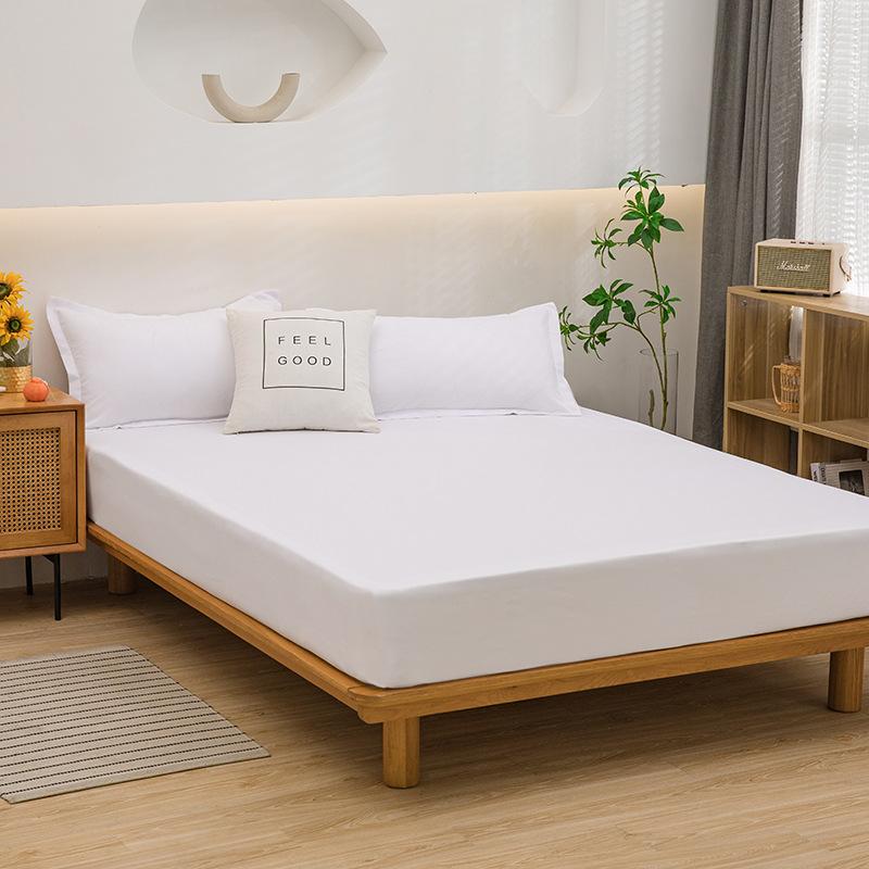 Mattress Cover Fitted Bed Sheet Solid Color Anti-slip Adjustable Bed Cover (Without Pillowcase)