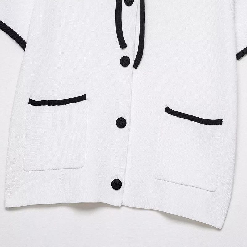 Araltay New Arrival Fashion Style Women's Clothing Fashion All-Match Minimalist Contrast Color Trim Knitting Outwear 5536192