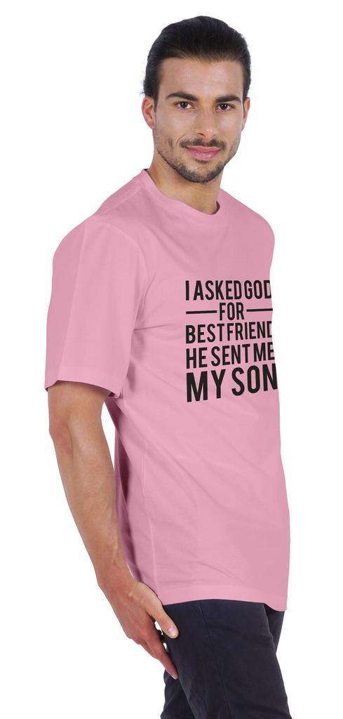 Inkmeso Men  S Graphic Printed   I Asked God For Best Friend He Sent Me My Son   Tshirt Crew Neck Tee For Father Son