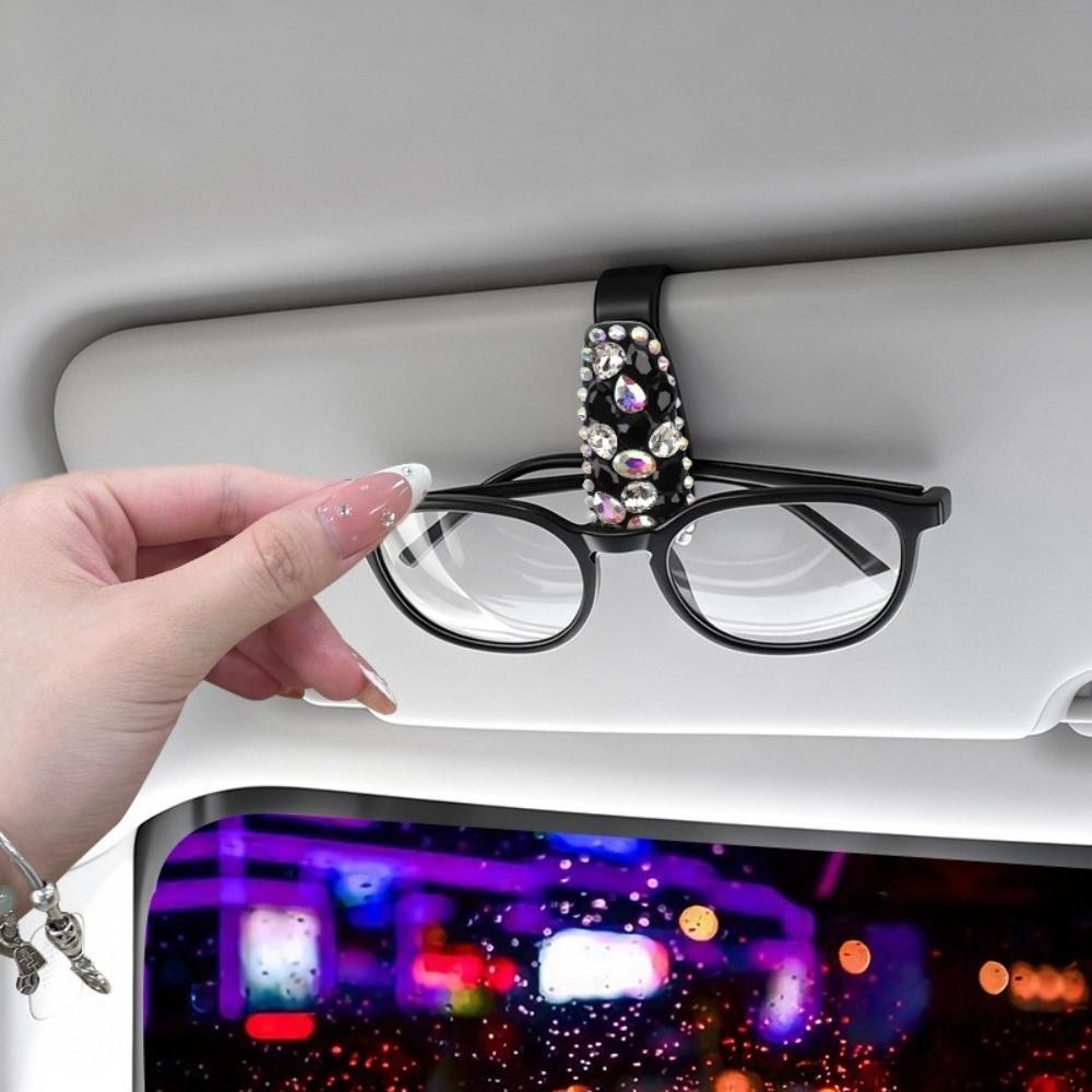 Multifunctional Sunglasses Clip Rhinestone Car Sun Visor Accessories  Driving Accessories