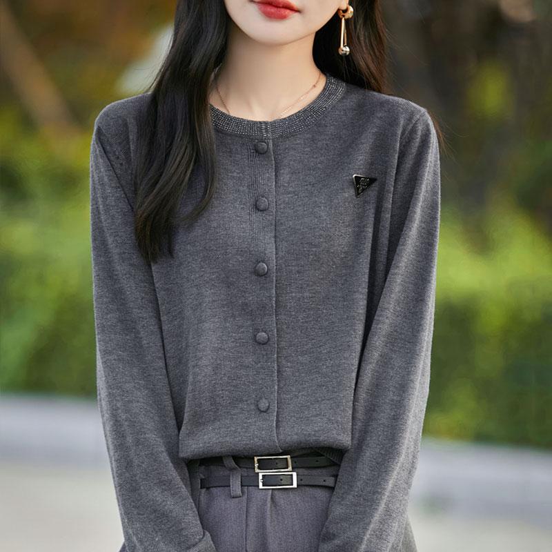 Женский кашемировый кардиган Qinghe кашемир 50% шерсть 50% шелк Женский осенне-зимний кашемировый кардиган мягкий и теплый