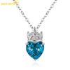 Stylish Vintage Crown Heart Pendant Copper Alloy Blue Pink Red Zircon Women Pendant Necklace Fashion Gift