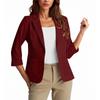 Womens Casual 3/4 Sleeve Blazers Open Front Solid Color Lapel Collar Work  Business Suit Jackets