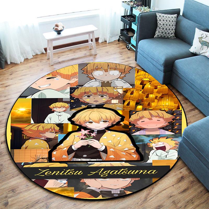 Classic Japanese-style cartoon Demon Slayer round rug, home soft decorative anti-slip yoga mat and chair mat, outdoor floor mat carpet K31