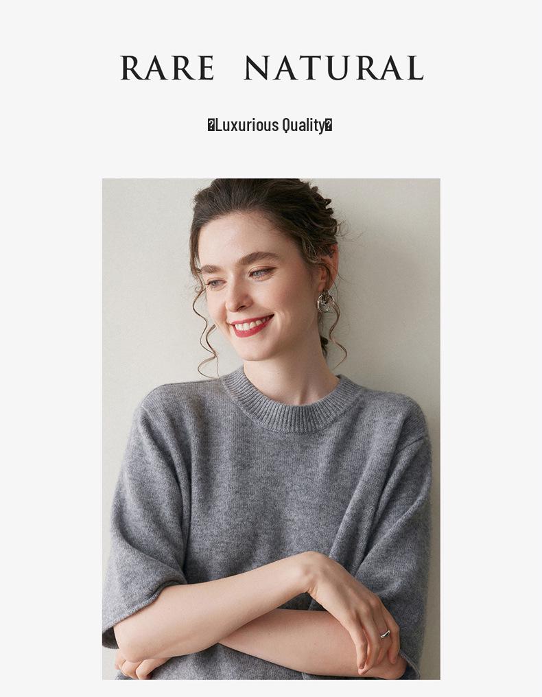 Кашемировый трикотажный женский свитер с круглым вырезом: Свободный крой для осени/зимы