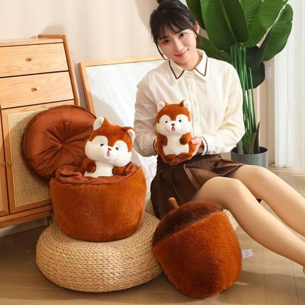 Detachable Squirrel 2 in 1 Plush Toys PP Cotton Stuffed Soft Animal Dolls New Year