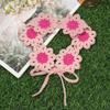 Colorful Pastoral Style Headscarf Scarf Knitted Hair Band Sweet Flowers Hairband  Photography Prop