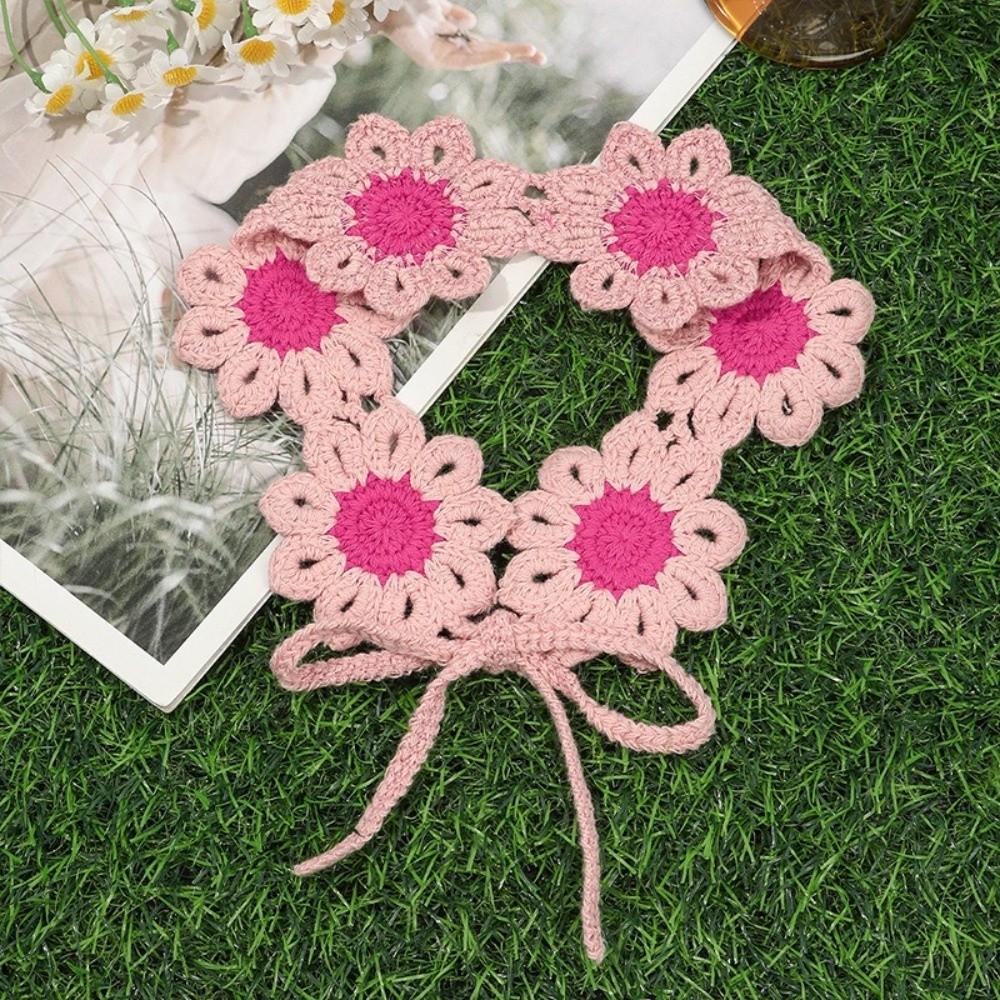 Colorful Pastoral Style Headscarf Scarf Knitted Hair Band Sweet Flowers Hairband Photography Prop