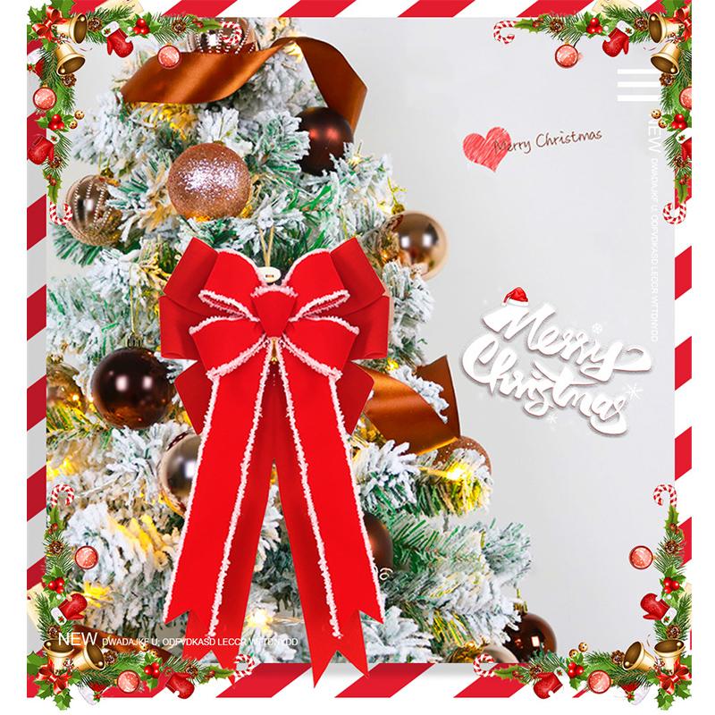 Новый красный рождественский венок, бант, уличное украшение, бархатные пайетки, бант с оленем, для использования на улице во время рождественских праздников 2025