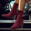 2024 Hot Sale Shoes for Women Sleeve Women's Boots Autumn Pointed Toe Solid Middle Barrel Chunky Heels Large Size Fashion Boots