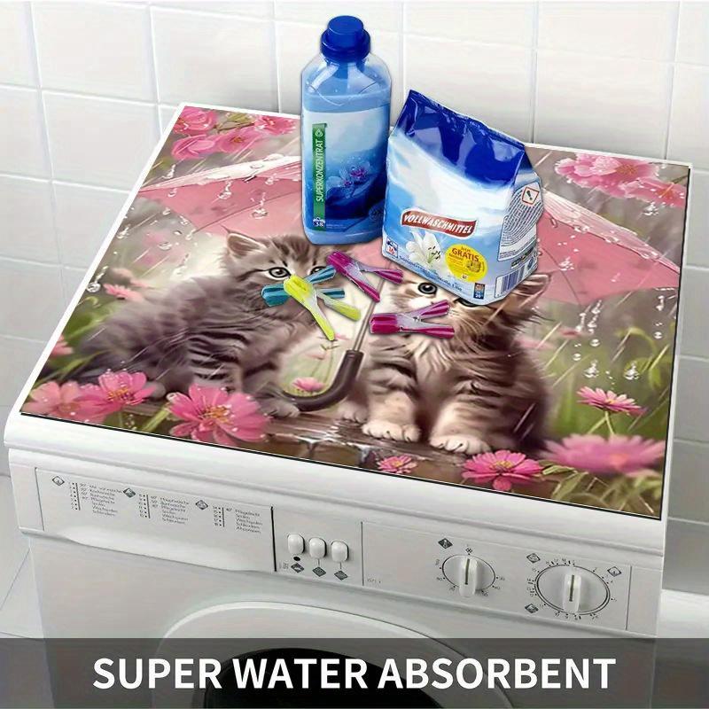 1 шт. резиновый коврик для сушки с рисунком кошки и птицы для кофейни, ресторана, кухни, ковра, посуды, прочного диатомового грязевого коврика для стола, коврика для домашних животных, кофейной посуды