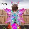 LED Glowing Butterfly Wings Fairy Costume Set for Girls Light-up Tulle Skirt Wand Headband Cosplay Party Favor Christmas Outfit
