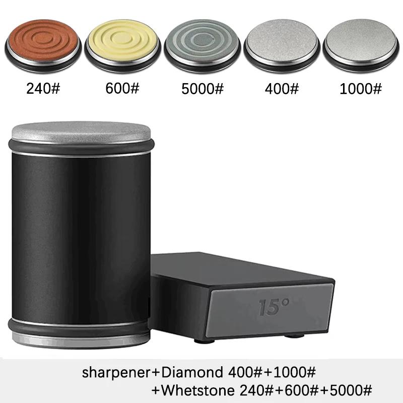 Точилка для ножей с вращающимся лезвием, магнитный держатель для ножей, набор алмазных точильных камней с углом заточки 15 и 20 градусов, кухонный аксессуар