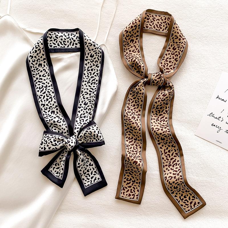 Korean Spring and Autumn New Leopard Print Scarf Women's Decorative Scarf Headband Fashion Scarf Belt Band Ties