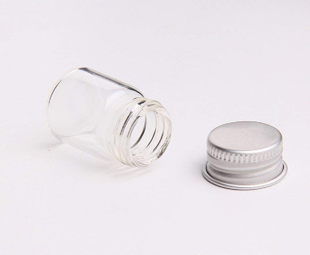 Hoshiumi Glass Миниатюрные стеклянные флаконы со спиральной алюминиевой крышкой 22 x 40 7 Набор из 10 флаконов, Флаконы, Шкатулки, Крышки, Герметичные, мм, мл,