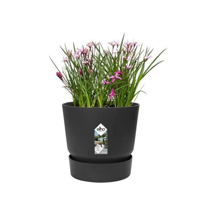 ELHO Pot De Fleurs Rond Greenville 40 - Extérieur - Ø 39 X H 36,8 Cm - Vivre Noir
