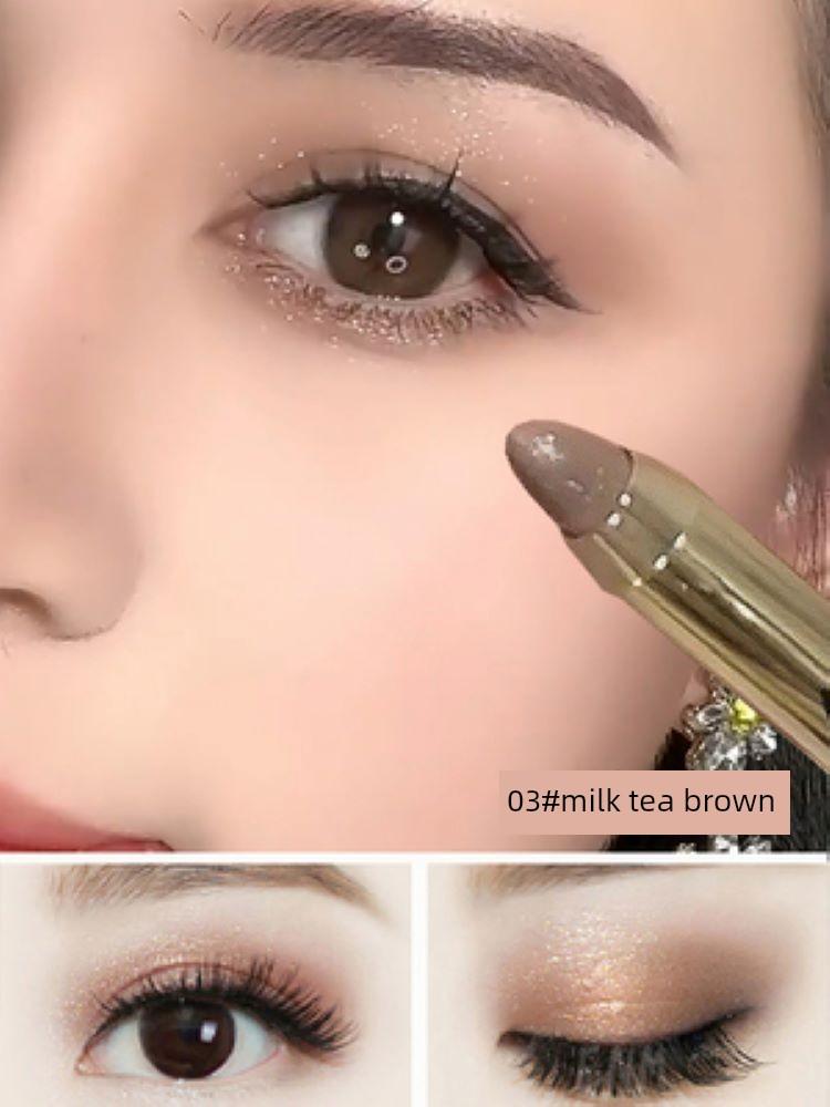 Blogger Recommended Lazy Eyeshadow Stick, Double-Ended Pearlescent Earth-Toned Pen for Aegyo-Sal, Sweat-Proof, Non-Smudging, One-Swipe Application