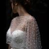 Wholesale White Ivory Womens Wedding Bridal Shawl Wrap Capelet See-Through Pearl Beads Jacket Bolero Tulle Cape