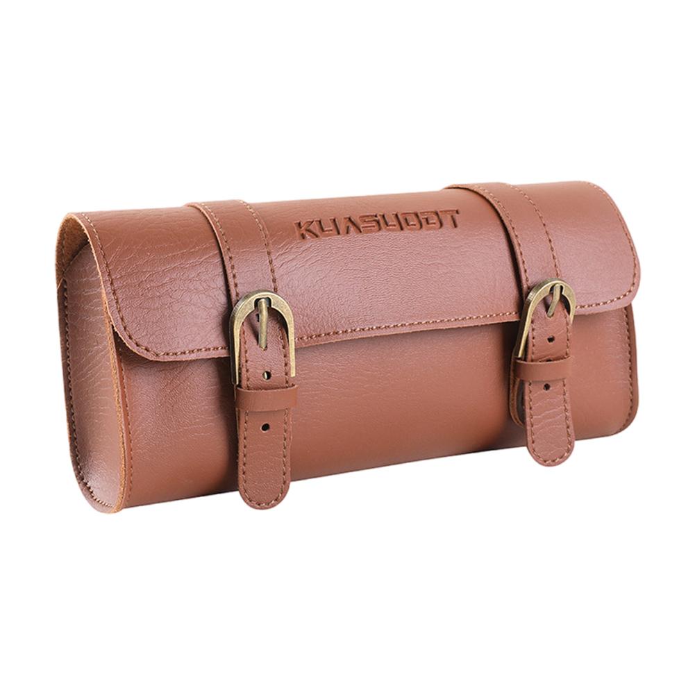 Motorcycle Saddle Storage Bag Leather Bicycle Front Fork Tail Tool Bag Large Capacity Riding Vintage Bike Bag Bike Accessories