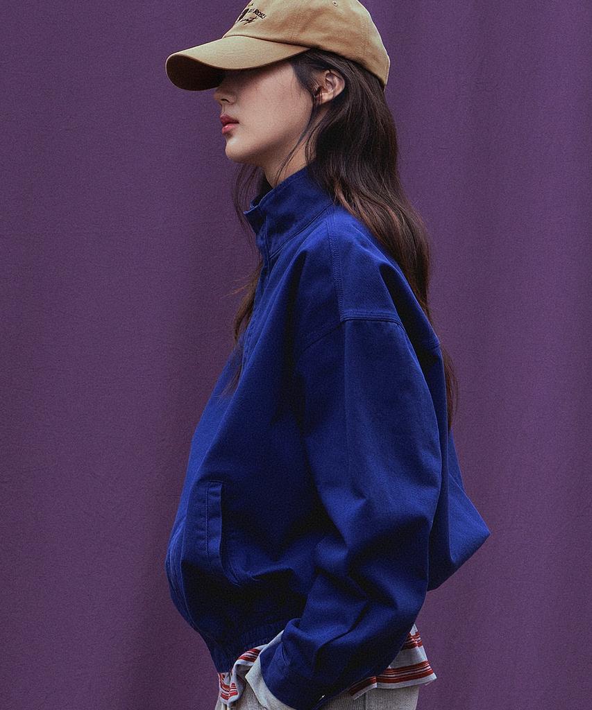 ANNEHEARTS Washed High Neck Jacket_Blue